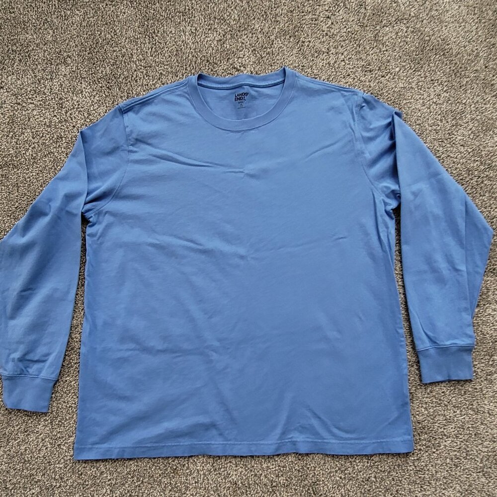 Men's Blue Lands End Long Sleeve T-Shirt X-Large